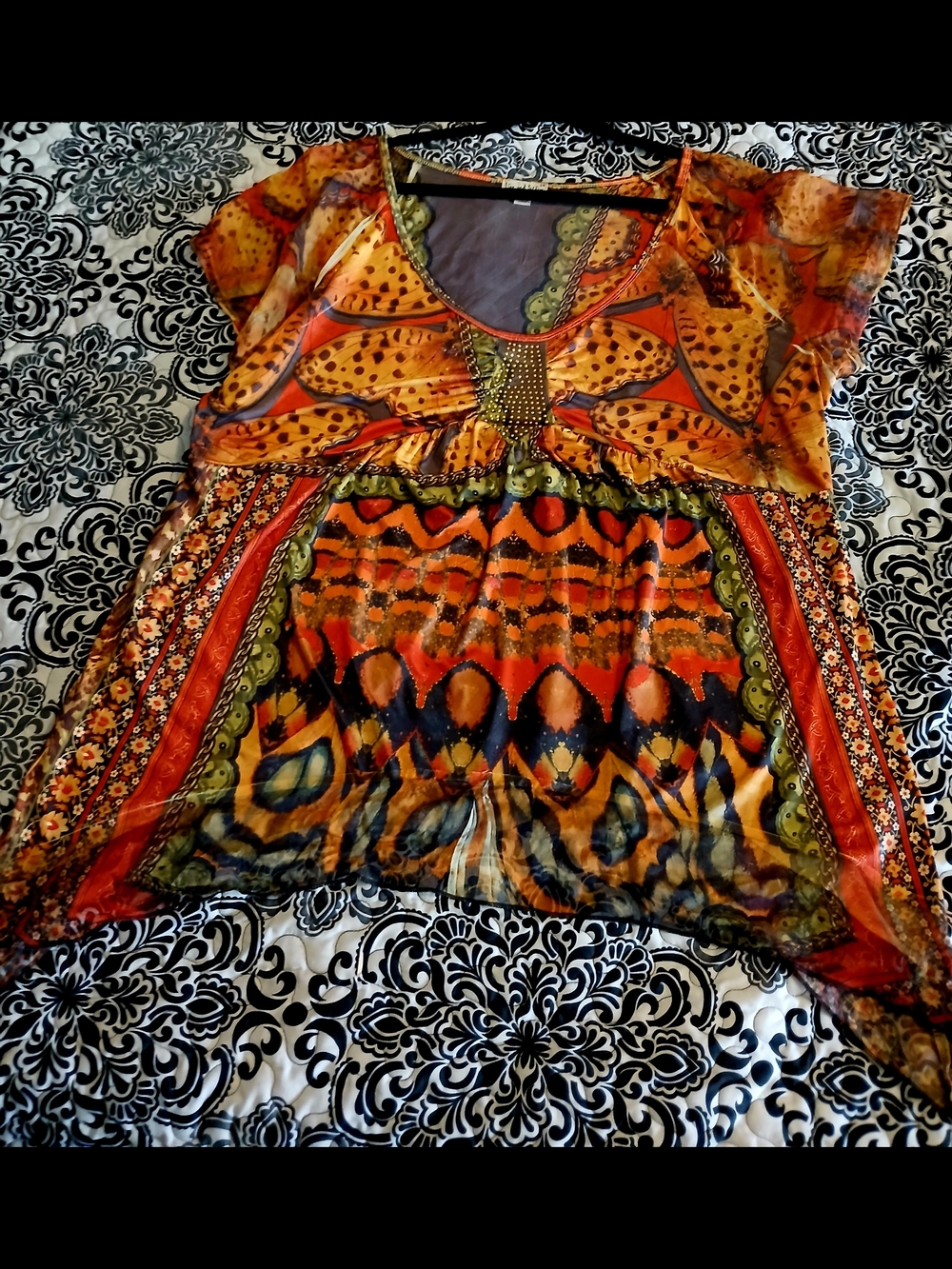live and let live Orange and Green Boho Print Crop Top